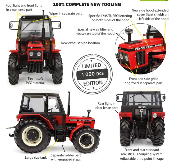 Zetor 7745 Turbo 4wd Limited Edition 1000 stuks - 1:32